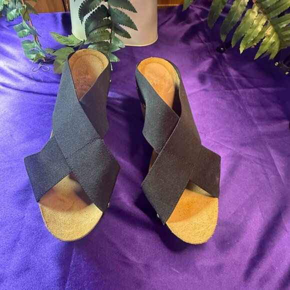 📌Cato Wedge Sandals Cork Heel Platform Slip-On with Elastic Straps - Picture 1 of 10